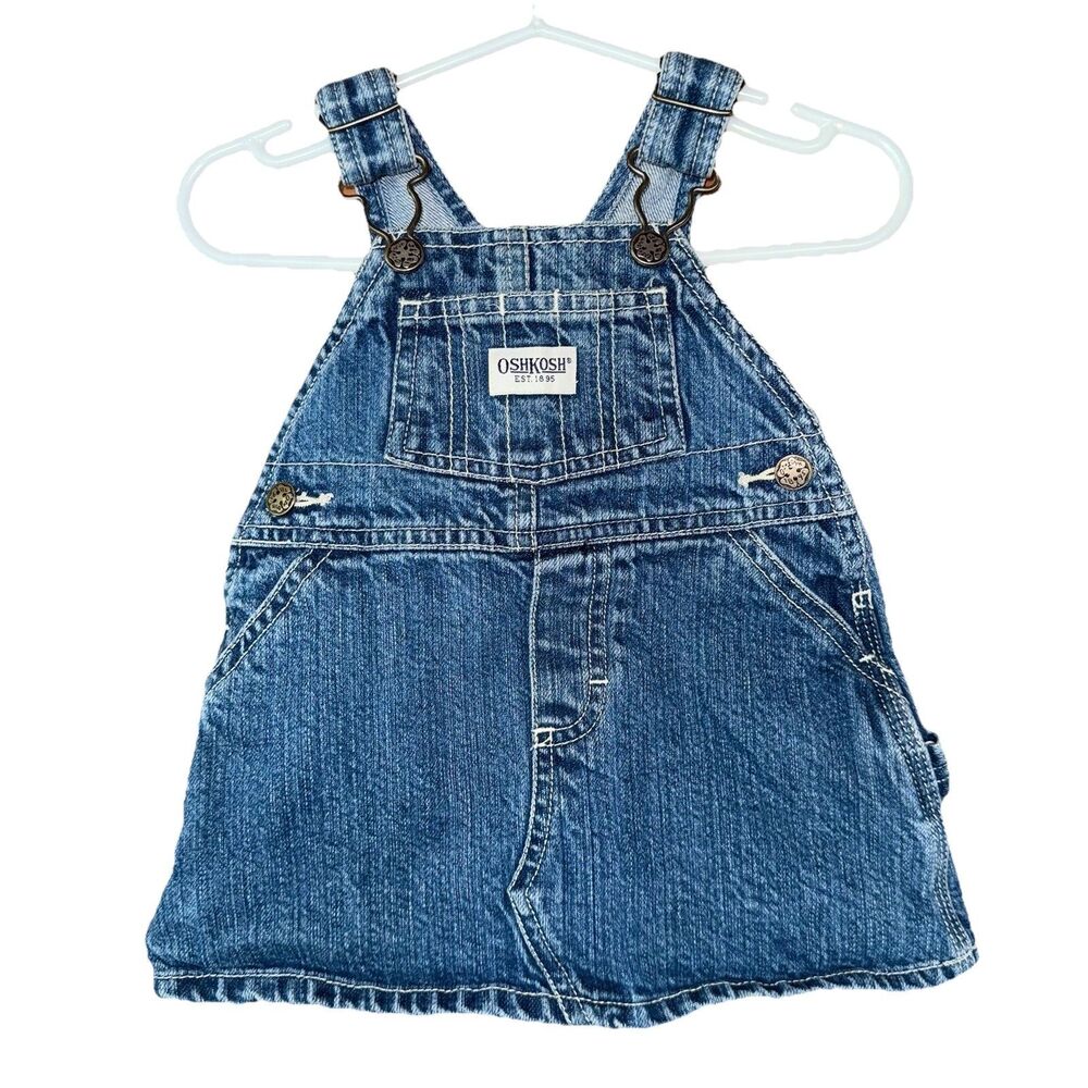 Oshkosh Baby Girl 3-6 Month Denim Overall Romper Cotton Carpenter Style